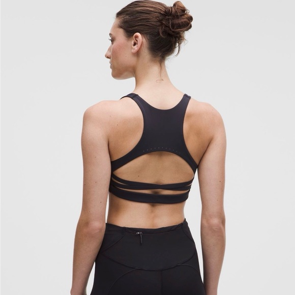 lululemon athletica Other - Lululemon Nulux Strappy Back Sports Bra Medium Black High Impact B/C Cup